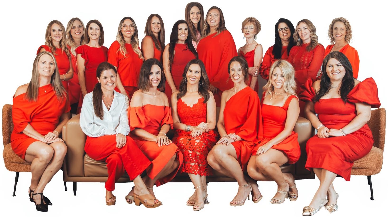 San Angelo 2026 Circle of Red Members wearing red and smiling for photo